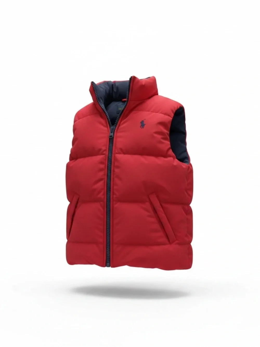 Ralph Lauren Reversible Down Puffer Vest in Red and Navy Blue-kids size 7
